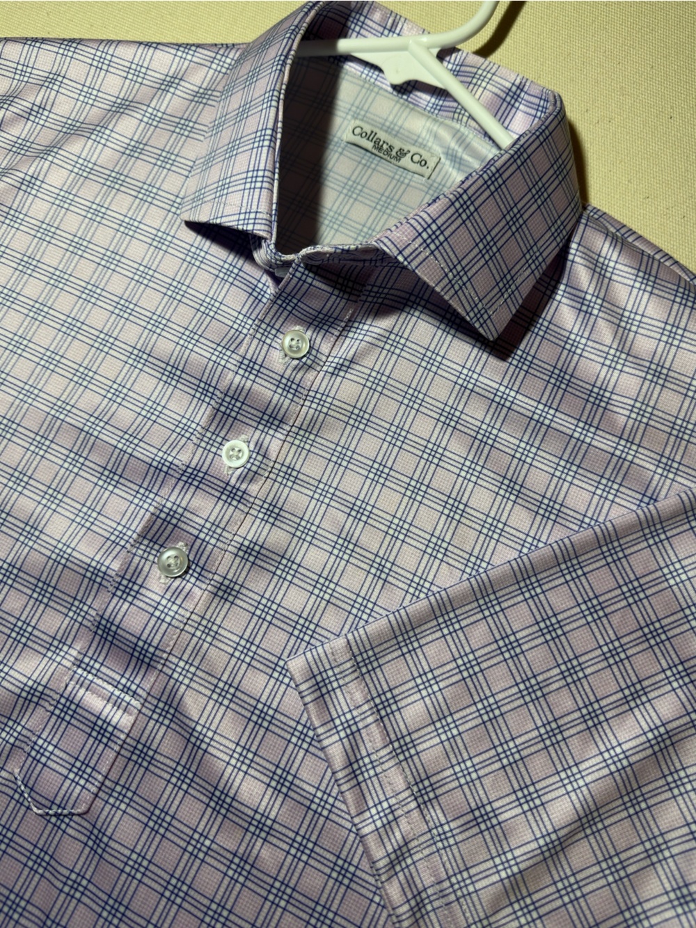 Men's Collars & Co. Pink Plaid Dress Polo Shirt